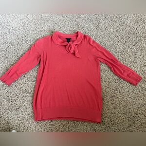 Ann Taylor size small Coral Pink Tie-Neck Sweater